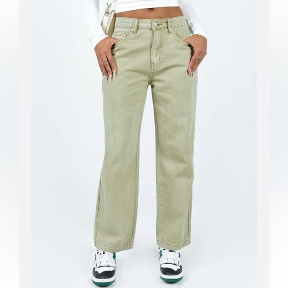 •PRINCESS POLLY•POSEIDON SLOUCH KHAKI DENIM 5-POCKET HIGH RISE JEAN SIZE 4 EUC - Picture 1 of 10